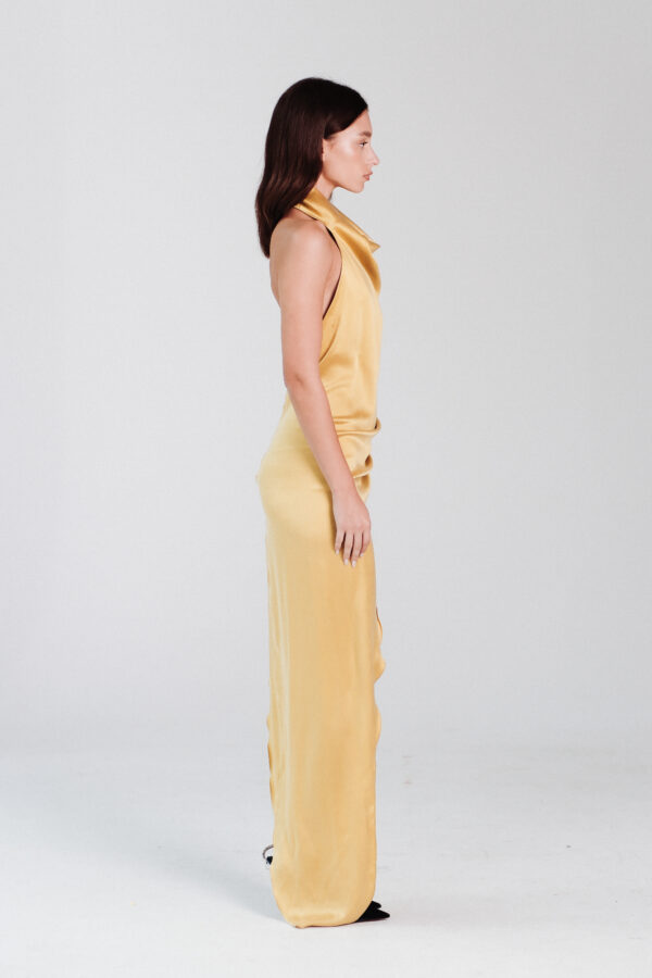 Elegant Tail Dress - Mustard