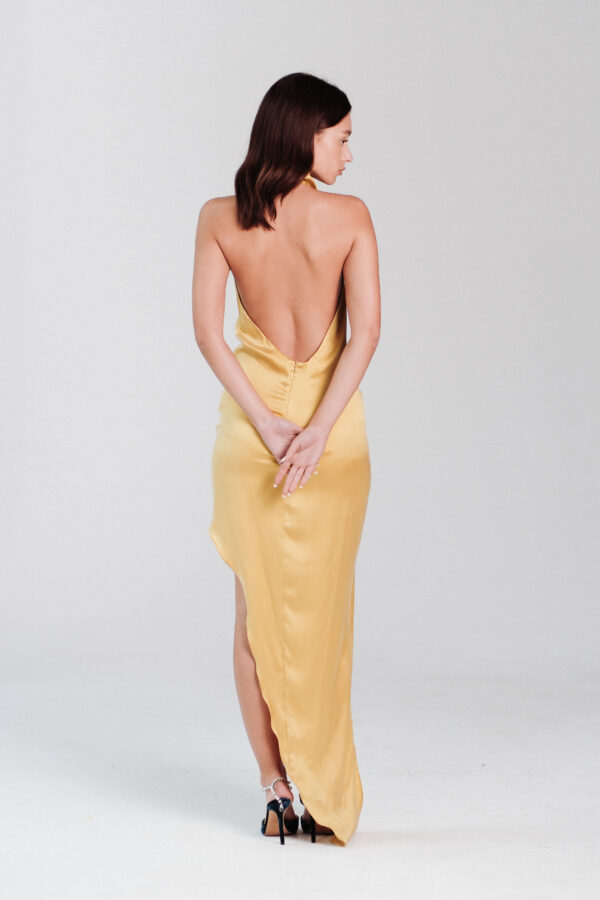 Elegant Tail Dress - Mustard