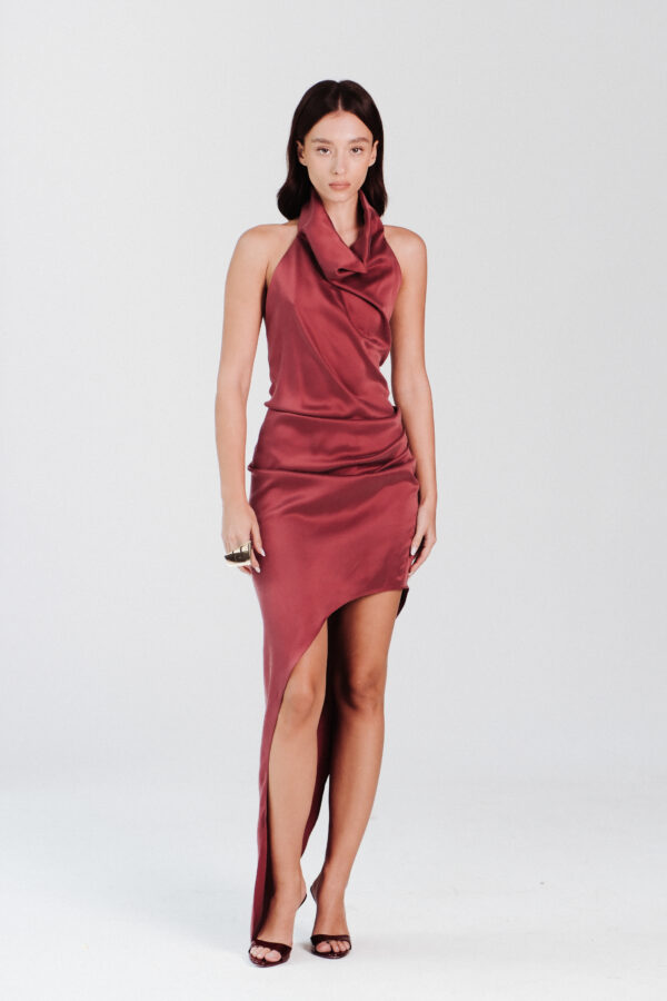 Elegant Tail Dress - Burgundy