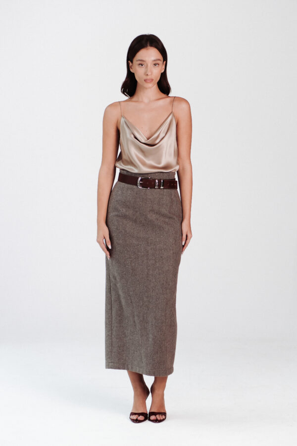Midi Slim Wool Skirt