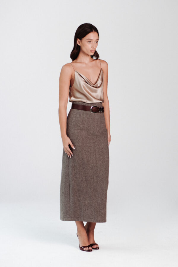 Midi Slim Wool Skirt