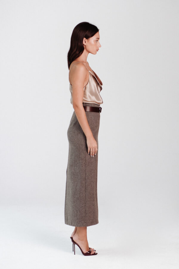 Midi Slim Wool Skirt