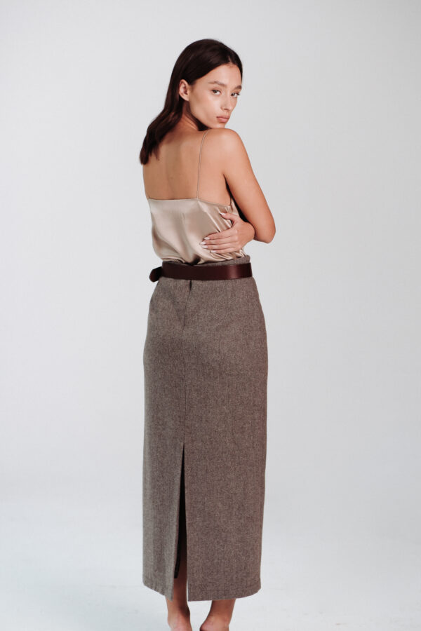 Midi Slim Wool Skirt