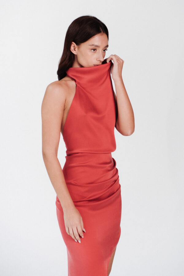 Elegant Tail Dress - Imperial Red